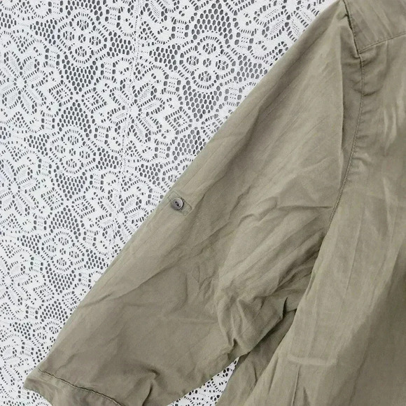 J. Jill Mock Neck Button Up Green Women's Shirt M - Picture 3 of 9